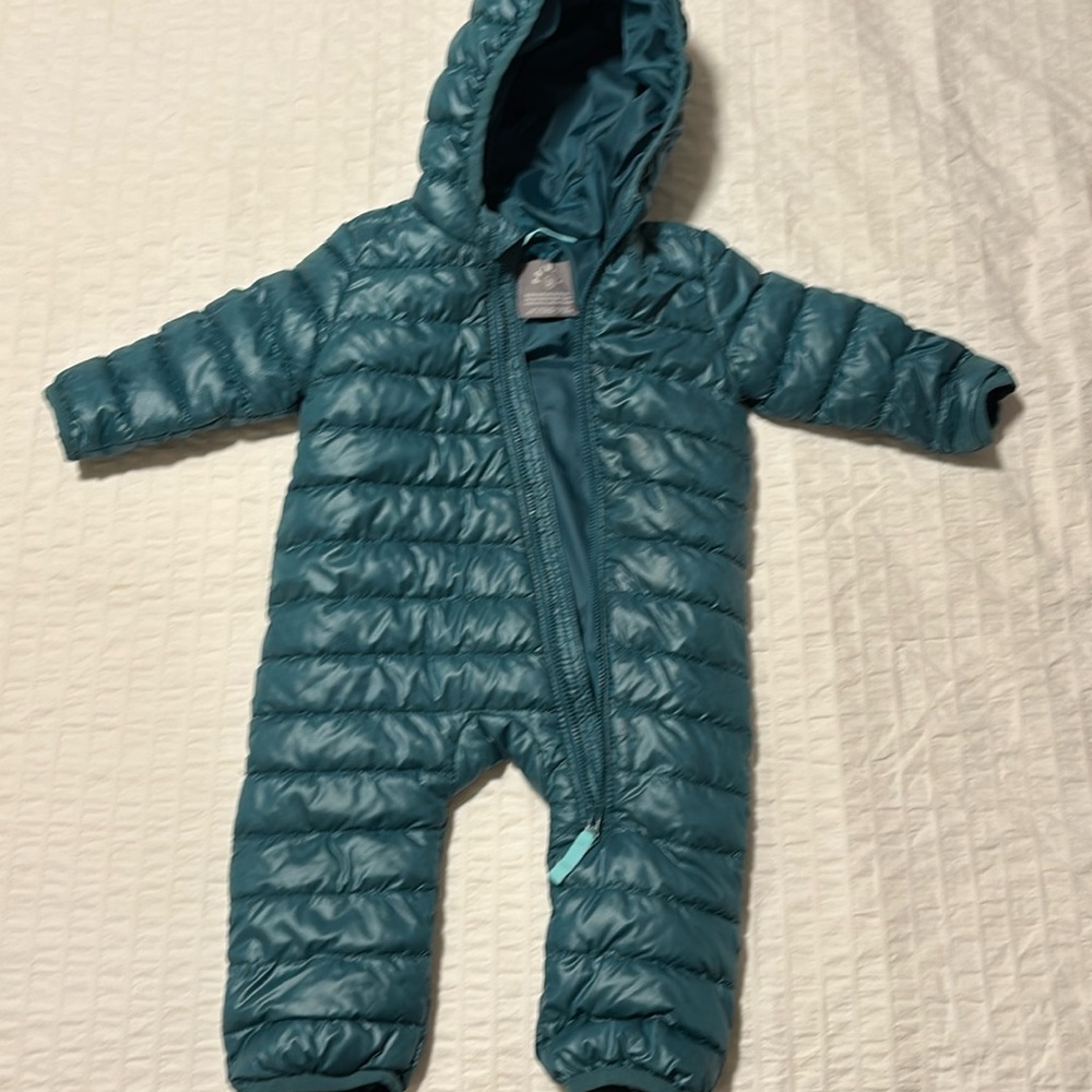 Primary Baby Lightweight Puffer Suit in Teal